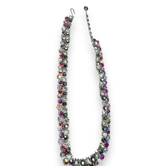 Vintage Trifari Choker Necklace Multi-Color Crystals Hook Closure 13"-15" - Picture 11 of 11